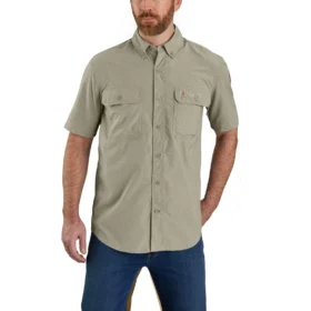 Camisa de manguitos cortos de chambray Force Sun Defender™ para hombre, corte holgado - Camisas con protección solar