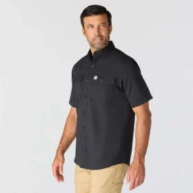 Camisa de manguitos cortos de chambray Force Sun Defender™ para hombre, corte holgado – Camisas con protección solar