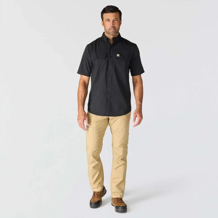 Camisa de manguitos cortos de chambray Force Sun Defender™ para hombre, corte holgado - Camisas con protección solar