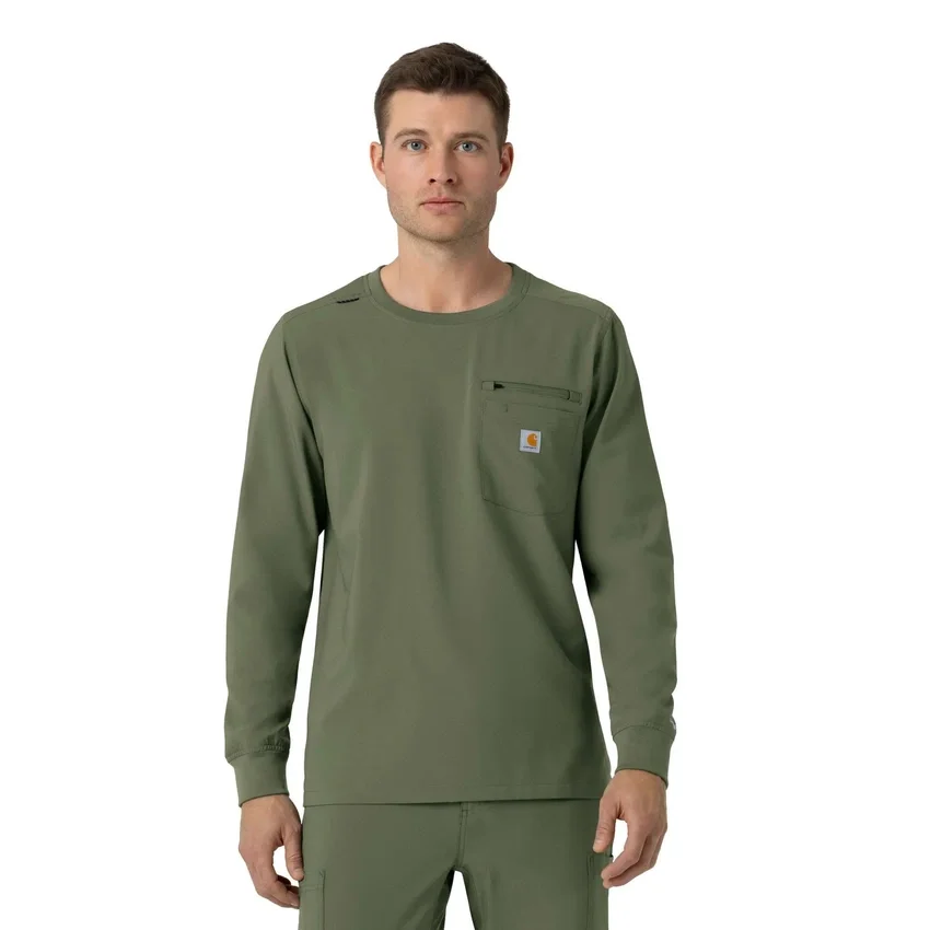 Camisa médica de manguitos largos con cuello redondo Force Cross-Flex