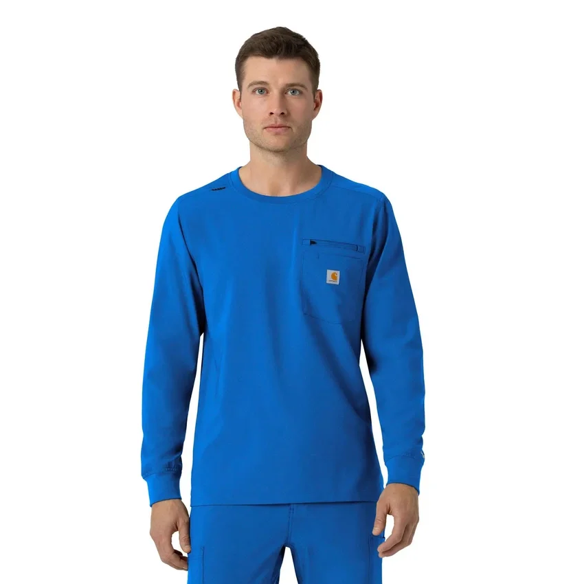 Camisa médica de manguitos largos con cuello redondo Force Cross-Flex