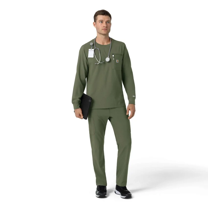 Camisa médica de manguitos largos con cuello redondo Force Cross-Flex