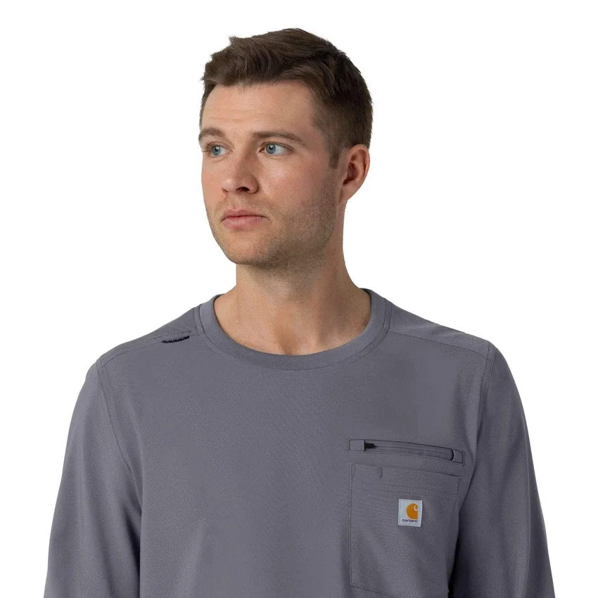 Camisa médica de manguitos largos con cuello redondo Force Cross-Flex