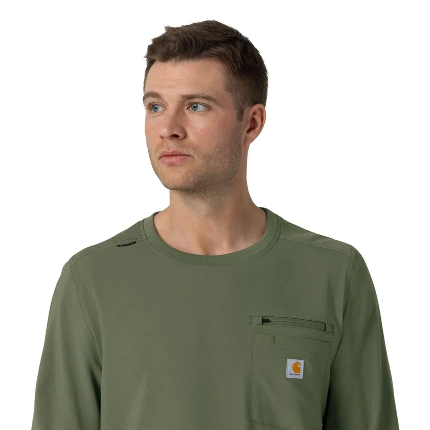 Camisa médica de manguitos largos con cuello redondo Force Cross-Flex