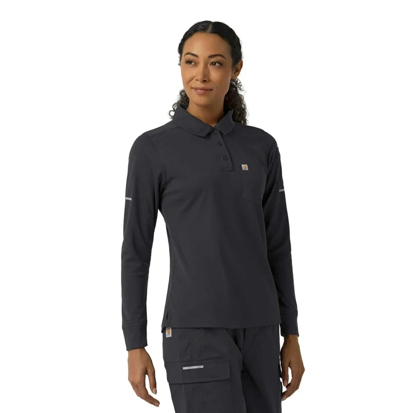 Camisa médica de polo de manguitos largos Rugged Flex® Rscu Heavyweight para mujer
