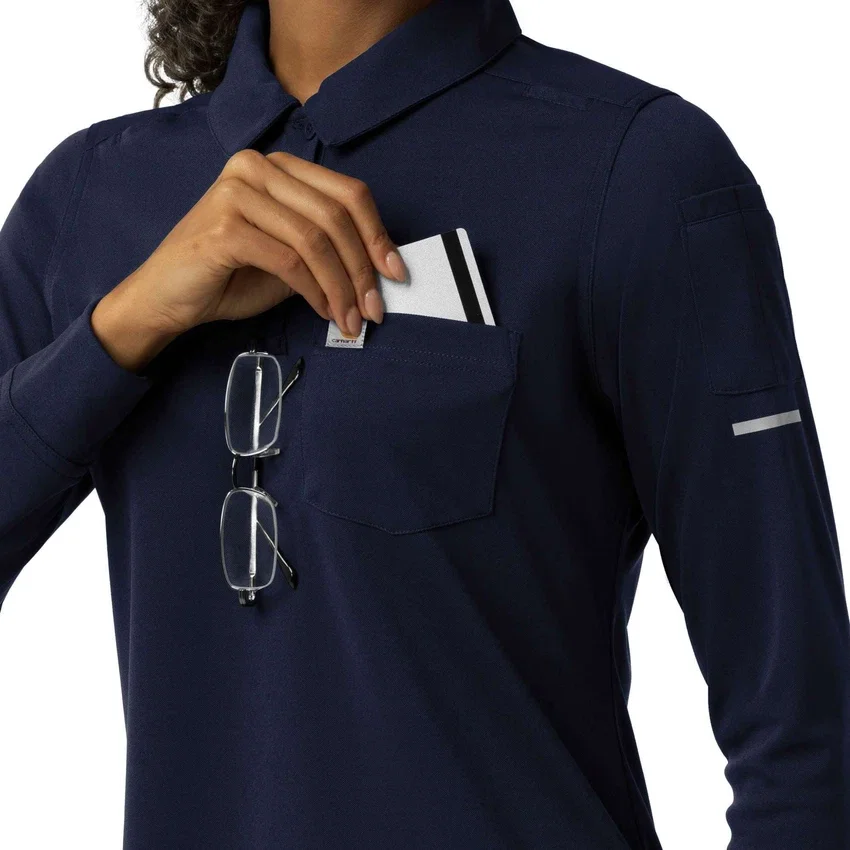 Camisa médica de polo de manguitos largos Rugged Flex® Rscu Heavyweight para mujer