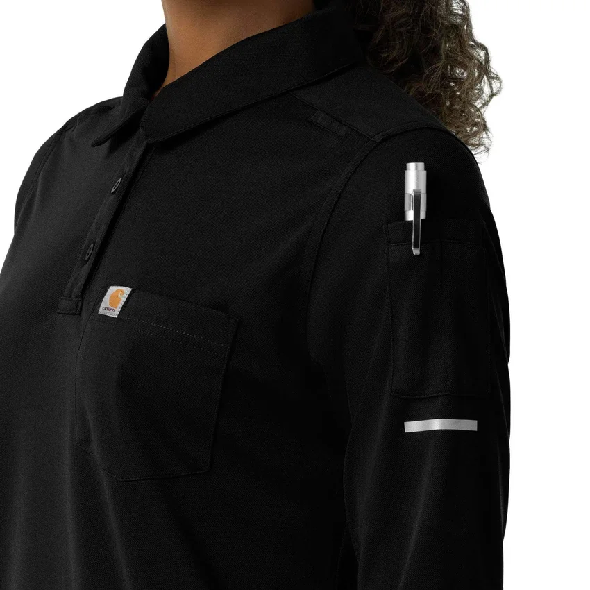 Camisa médica de polo de manguitos largos Rugged Flex® Rscu Heavyweight para mujer