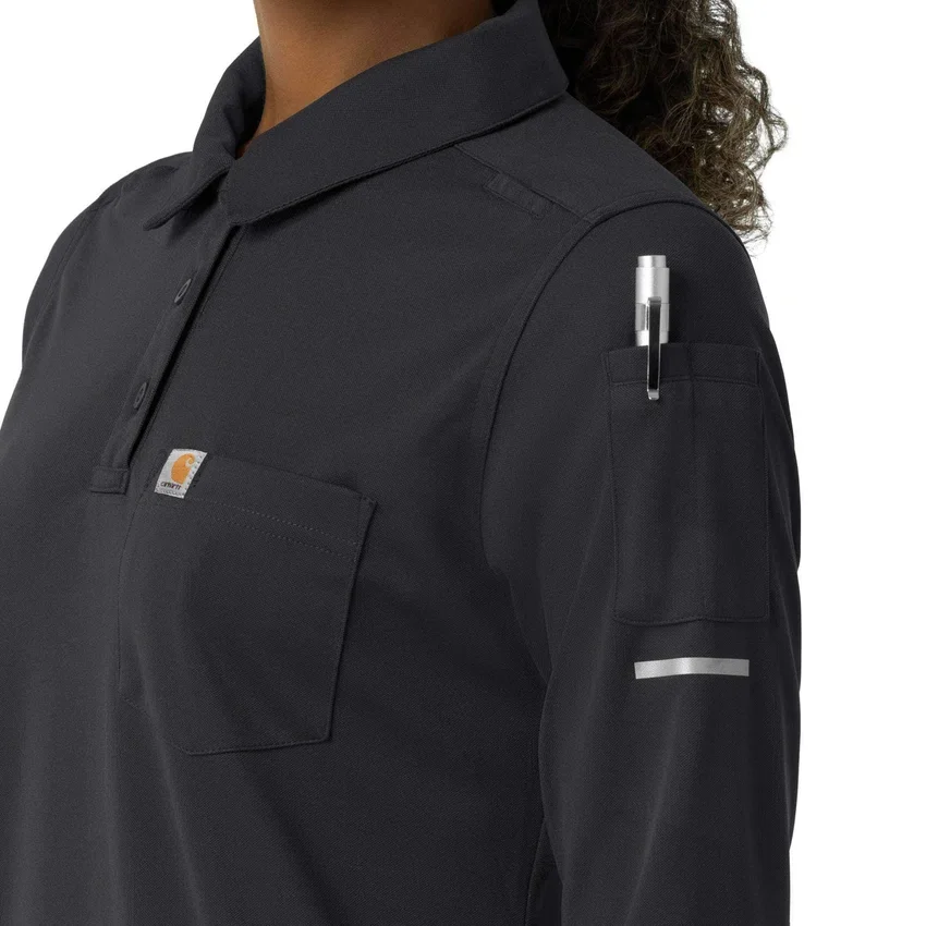 Camisa médica de polo de manguitos largos Rugged Flex® Rscu Heavyweight para mujer