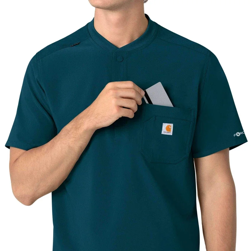 Camisa médica Henley para hombre Force Cross-Flex