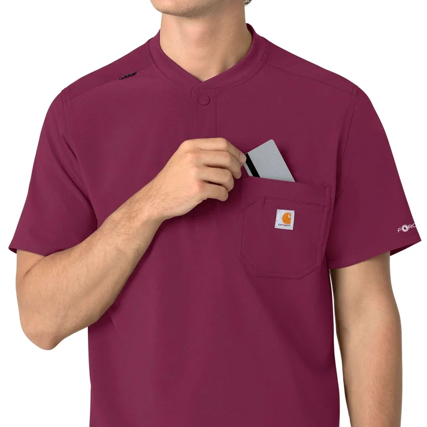 Camisa médica Henley para hombre Force Cross-Flex