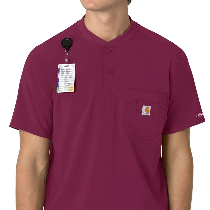 Camisa médica Henley para hombre Force Cross-Flex