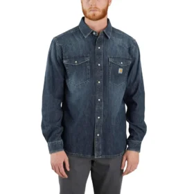 Camisa vaquera de manguitos largos con cierre de botones a presión y corte holgado «Montana» para hombre