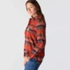 Camisas a cuadros de corte holgado de la serie de fibra Tencel™ para mujer