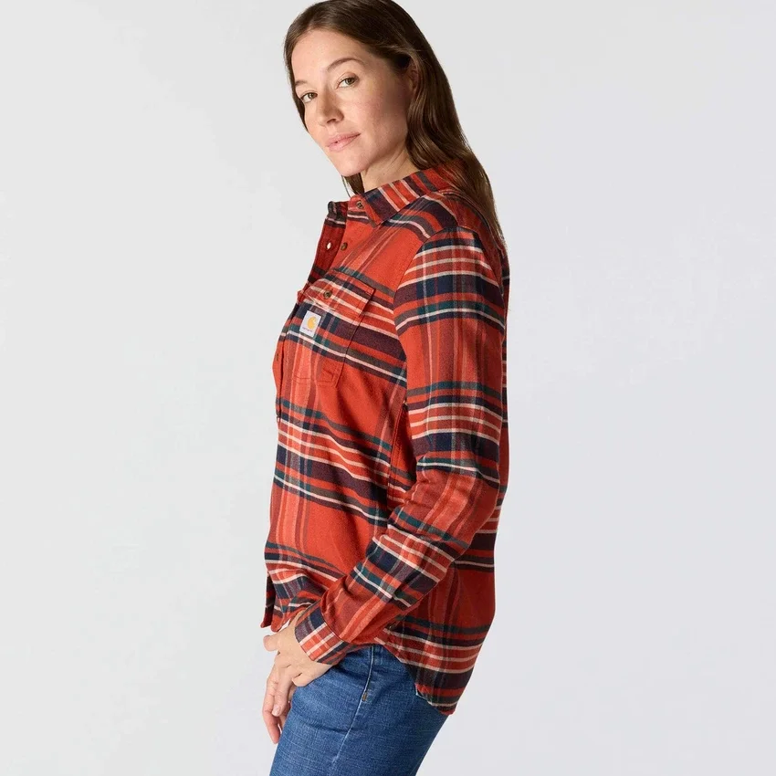 Camisas a cuadros de corte holgado de la serie de fibra Tencel™ para mujer