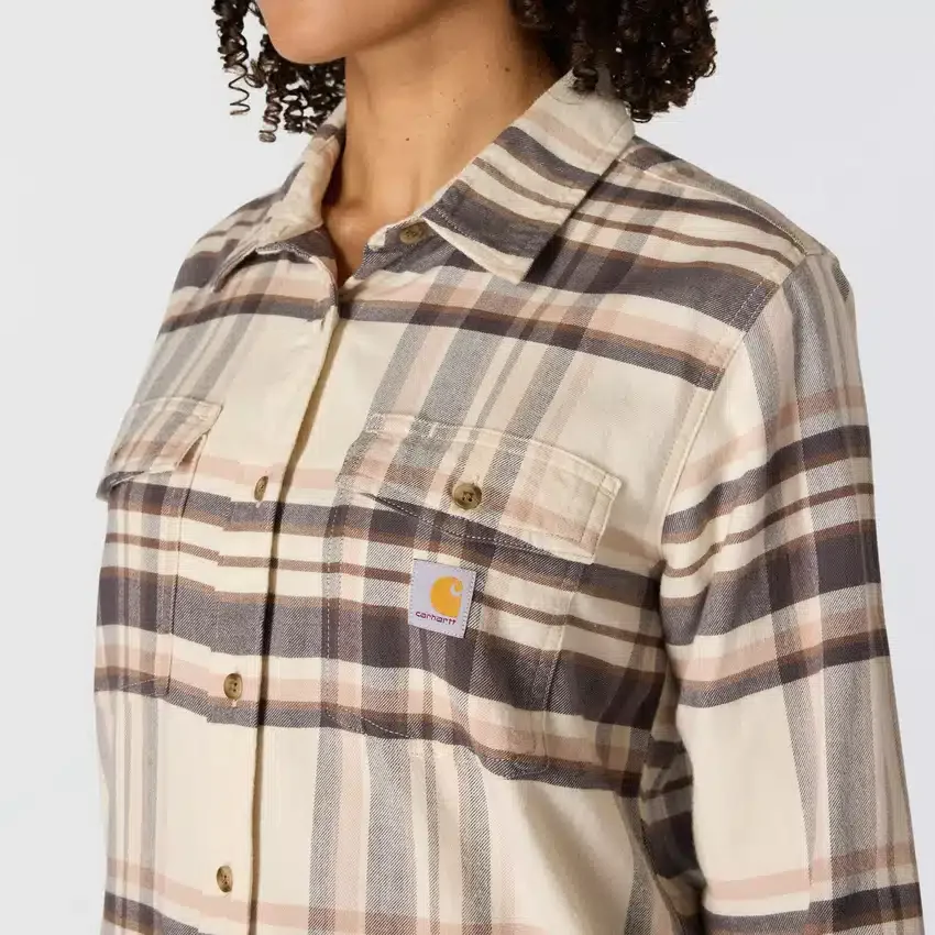Camisas a cuadros de corte holgado de la serie de fibra Tencel™ para mujer