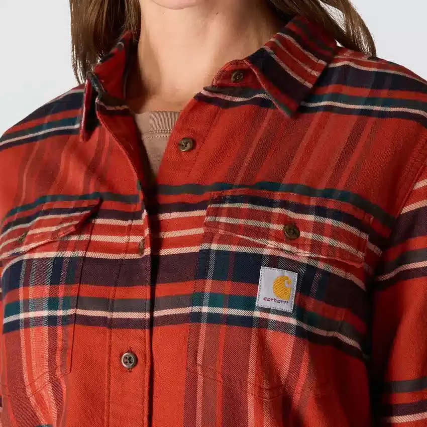Camisas a cuadros de corte holgado de la serie de fibra Tencel™ para mujer