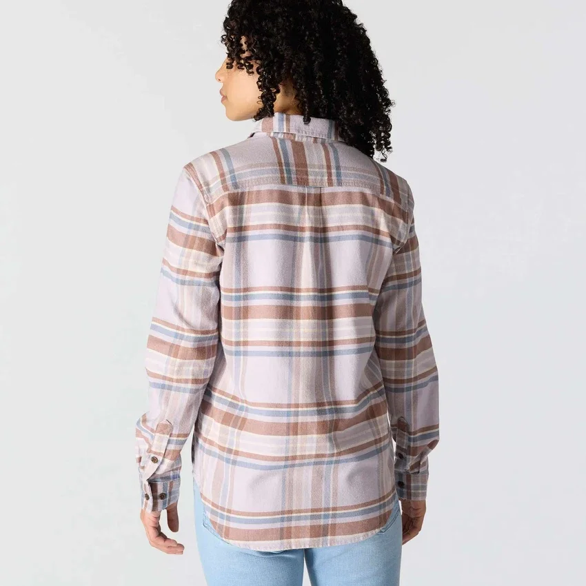 Camisas a cuadros de corte holgado de la serie de fibra Tencel™ para mujer