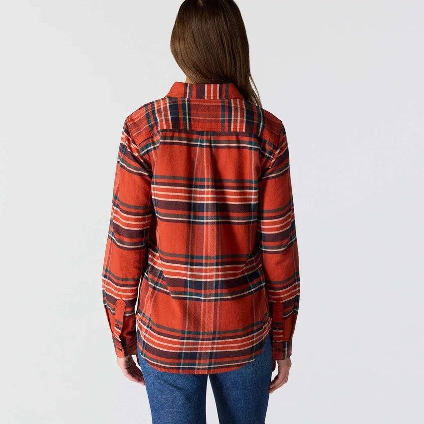 Camisas a cuadros de corte holgado de la serie de fibra Tencel™ para mujer