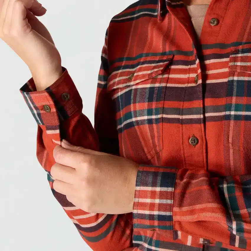 Camisas a cuadros de corte holgado de la serie de fibra Tencel™ para mujer