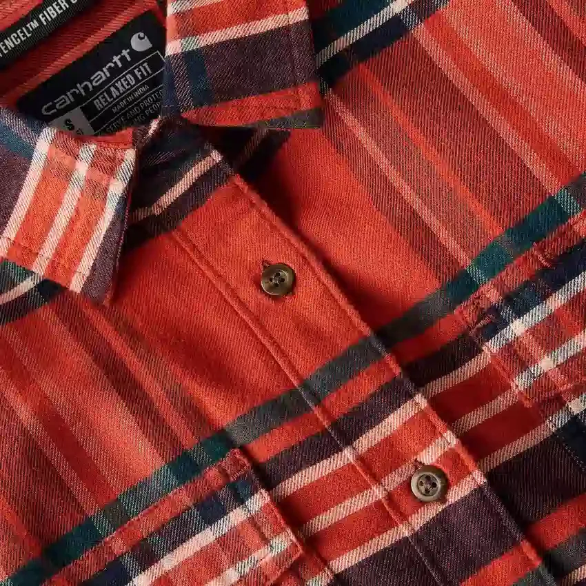 Camisas a cuadros de corte holgado de la serie de fibra Tencel™ para mujer