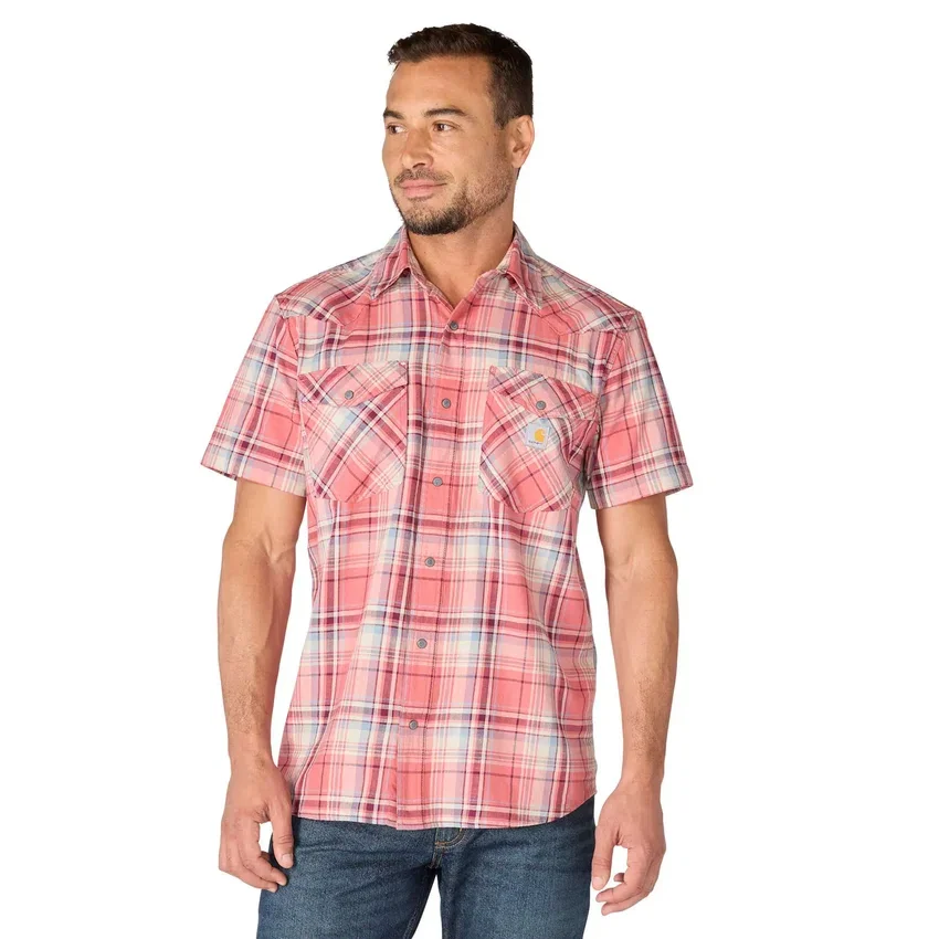 Camisas de cuadros de manguitos cortos de corte holgado Montana Bozeman para hombre