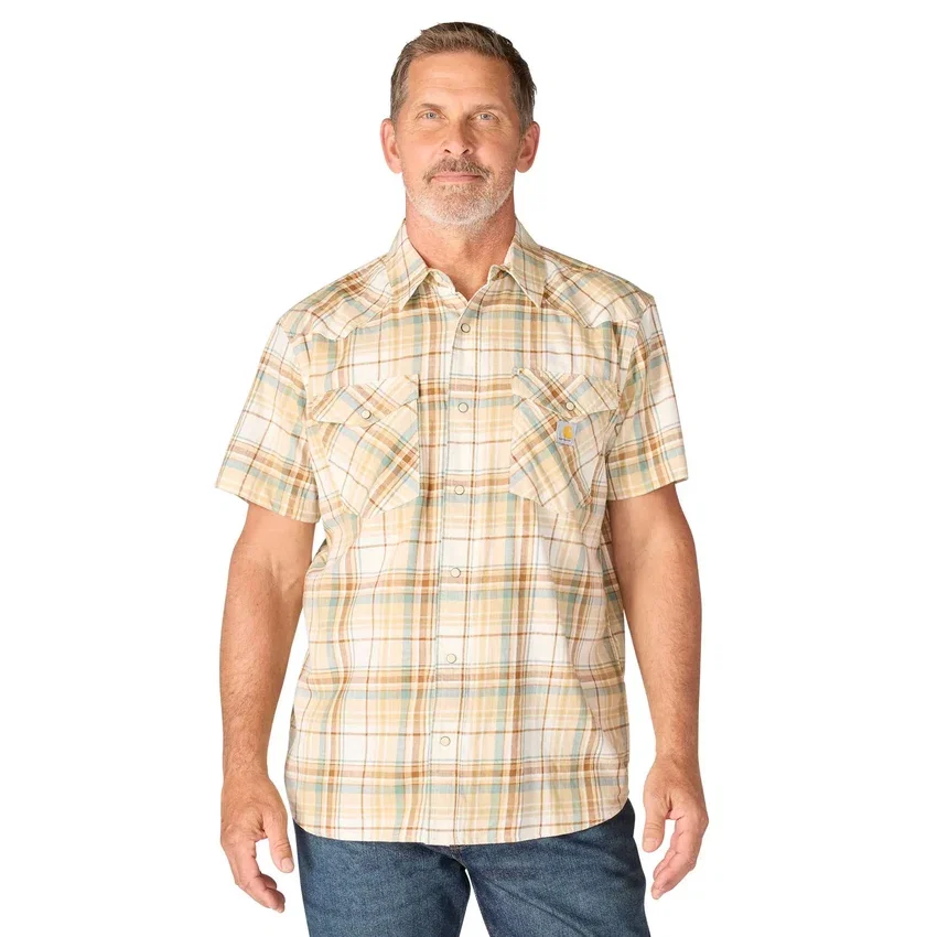 Camisas de cuadros de manguitos cortos de corte holgado Montana Bozeman para hombre
