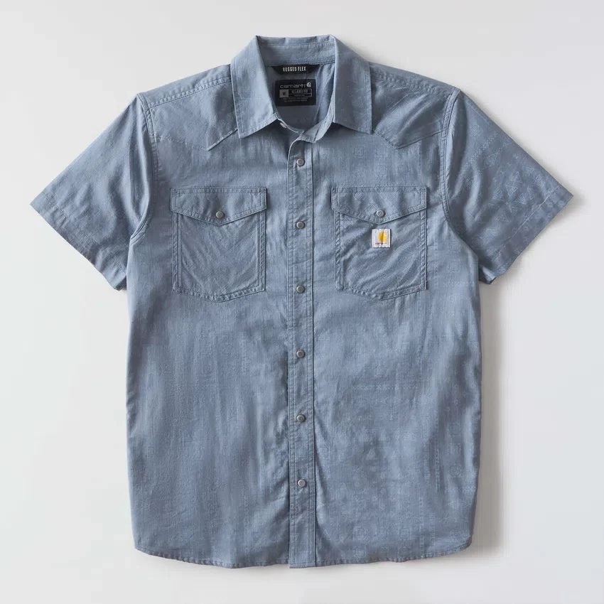 Camisas de cuadros de manguitos cortos de corte holgado Montana Bozeman para hombre