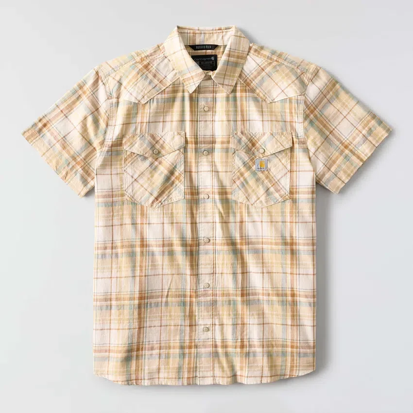 Camisas de cuadros de manguitos cortos de corte holgado Montana Bozeman para hombre