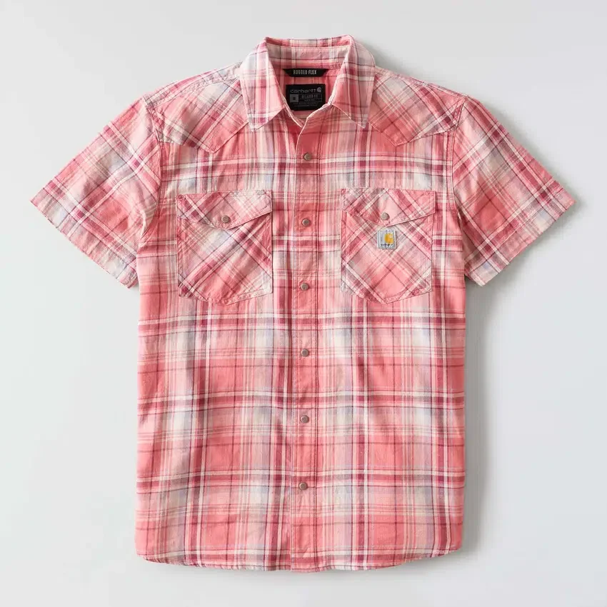 Camisas de cuadros de manguitos cortos de corte holgado Montana Bozeman para hombre
