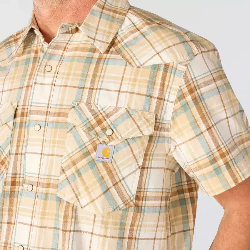 Camisas de cuadros de manguitos cortos de corte holgado Montana Bozeman para hombre