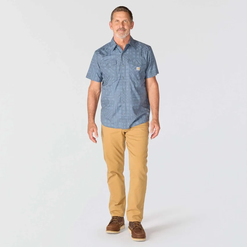 Camisas de cuadros de manguitos cortos de corte holgado Montana Bozeman para hombre