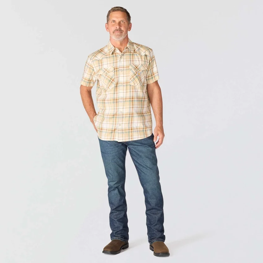 Camisas de cuadros de manguitos cortos de corte holgado Montana Bozeman para hombre