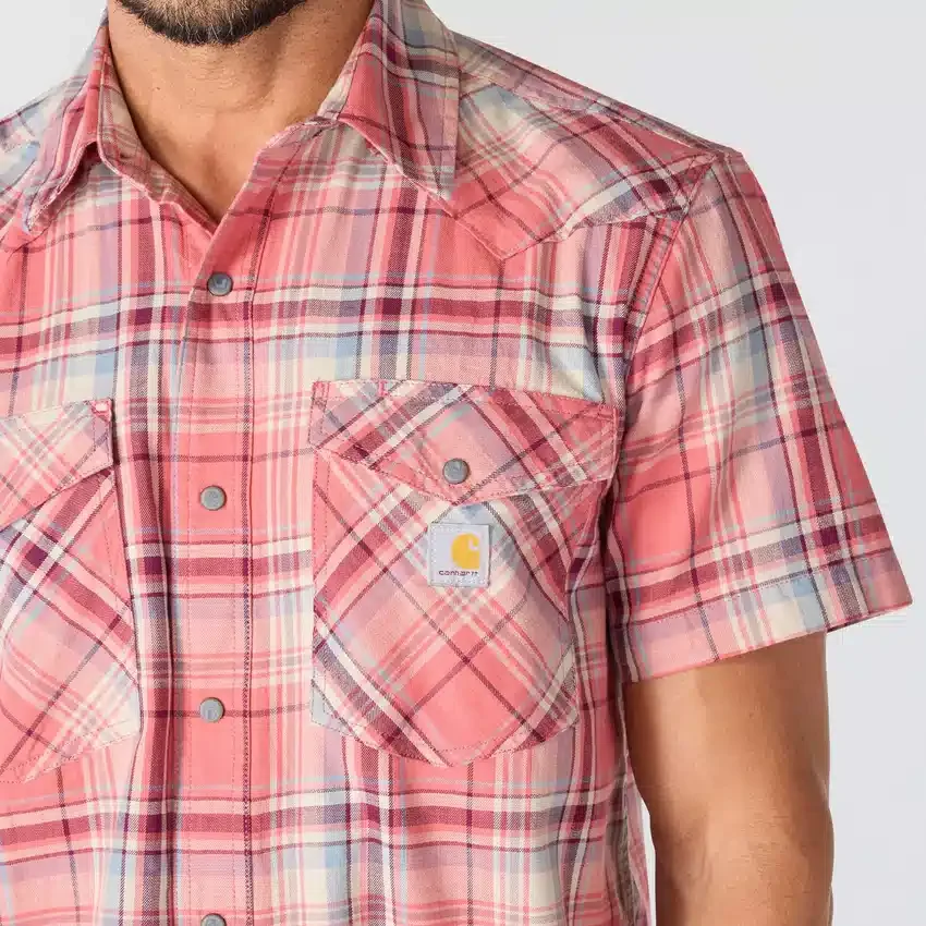 Camisas de cuadros de manguitos cortos de corte holgado Montana Bozeman para hombre