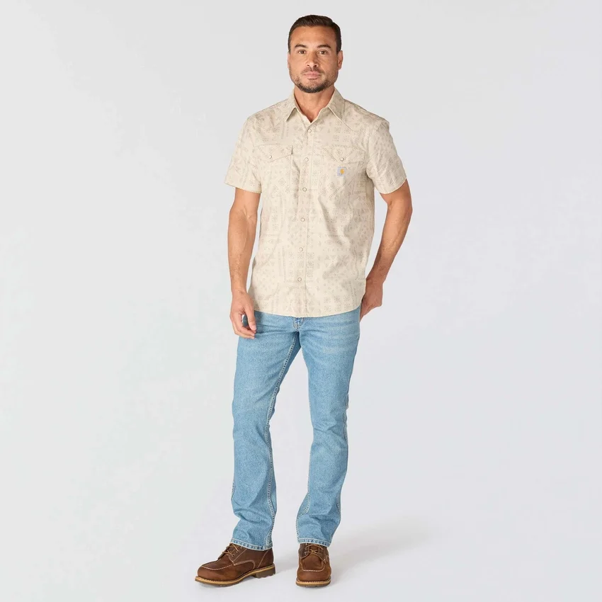 Camisas de cuadros de manguitos cortos de corte holgado Montana Bozeman para hombre
