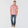 Camisas de cuadros de manguitos cortos de corte holgado Montana Bozeman para hombre