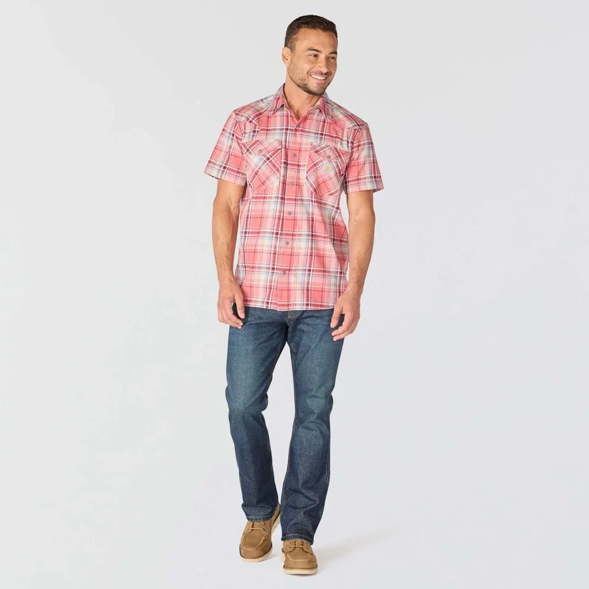 Camisas de cuadros de manguitos cortos de corte holgado Montana Bozeman para hombre