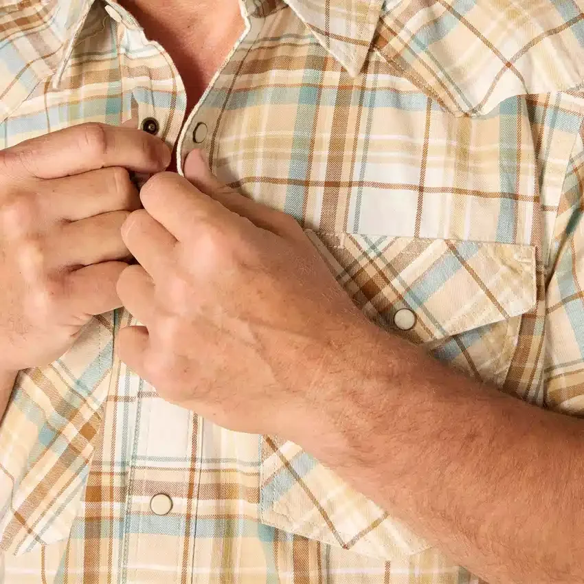 Camisas de cuadros de manguitos cortos de corte holgado Montana Bozeman para hombre