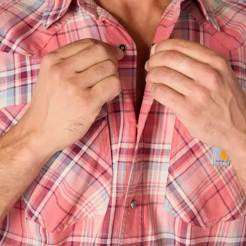 Camisas de cuadros de manguitos cortos de corte holgado Montana Bozeman para hombre