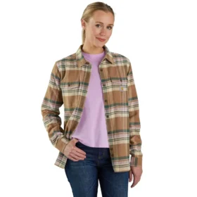 Camisas de franela de manguitos largos de corte holgado para mujer de la serie Tencel™ Fiber