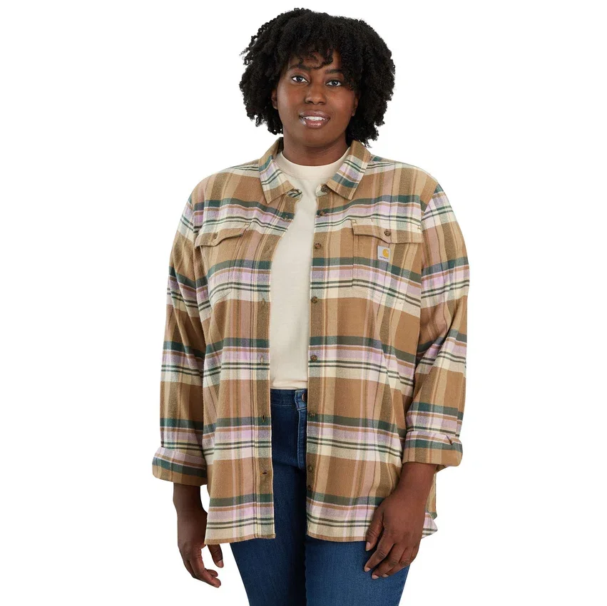 Camisas de franela de manguitos largos de corte holgado para mujer de la serie Tencel™ Fiber