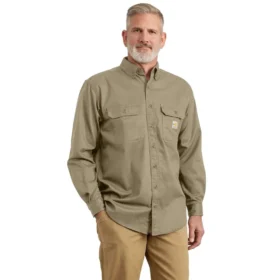 Camisas de manga larga de sarga de corte holgado para hombre