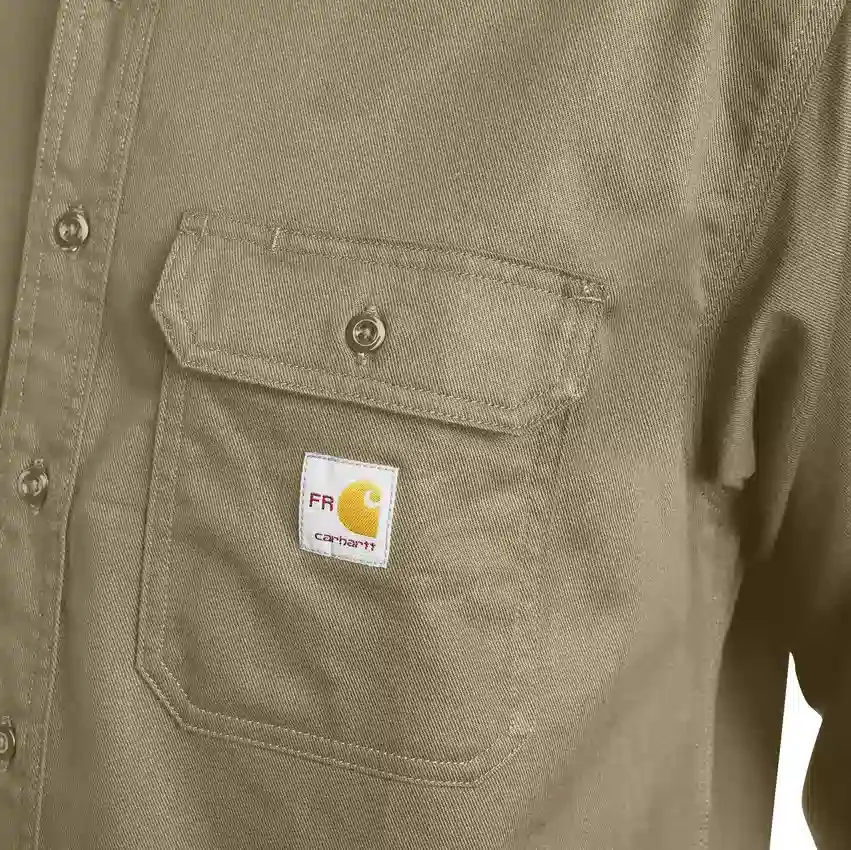 Camisas de manga larga de sarga de corte holgado para hombre
