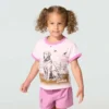 Camisas de manguitos con cuello redondo y estampado de perritos para niñas (niñas pequeñas/niños pequeños)