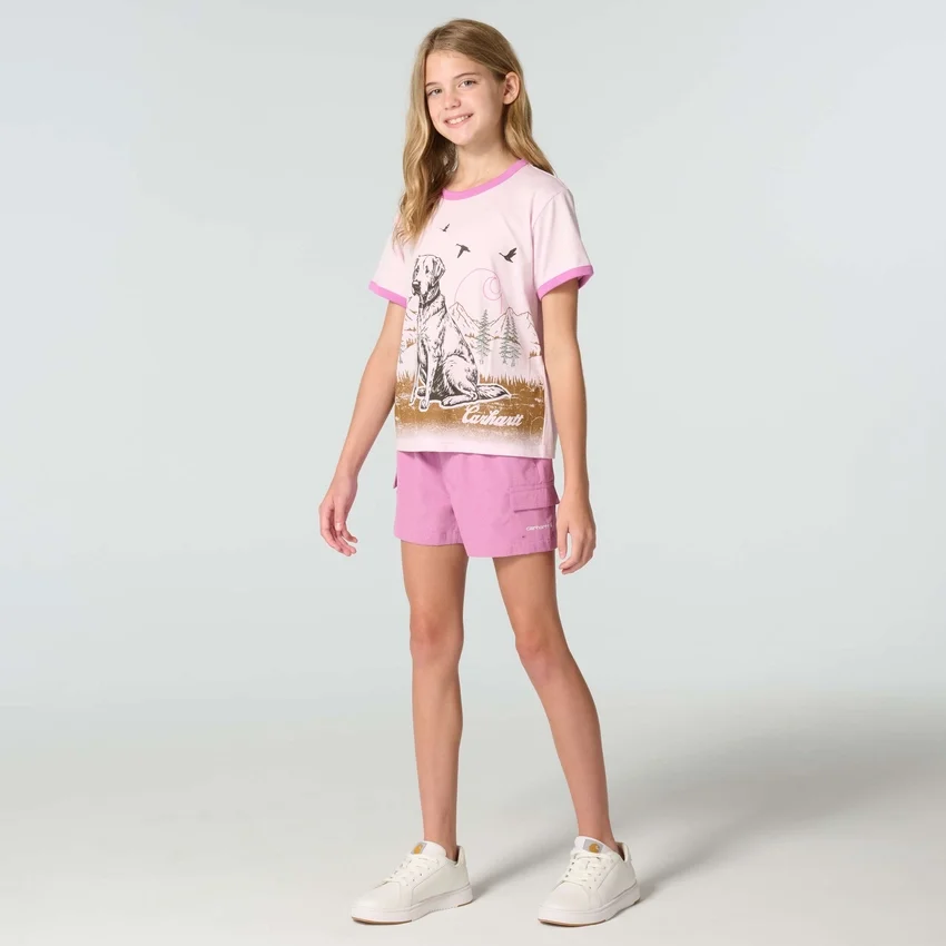 Camisas de manguitos con cuello redondo y estampado de perritos para niñas (niñas pequeñas/niños pequeños)