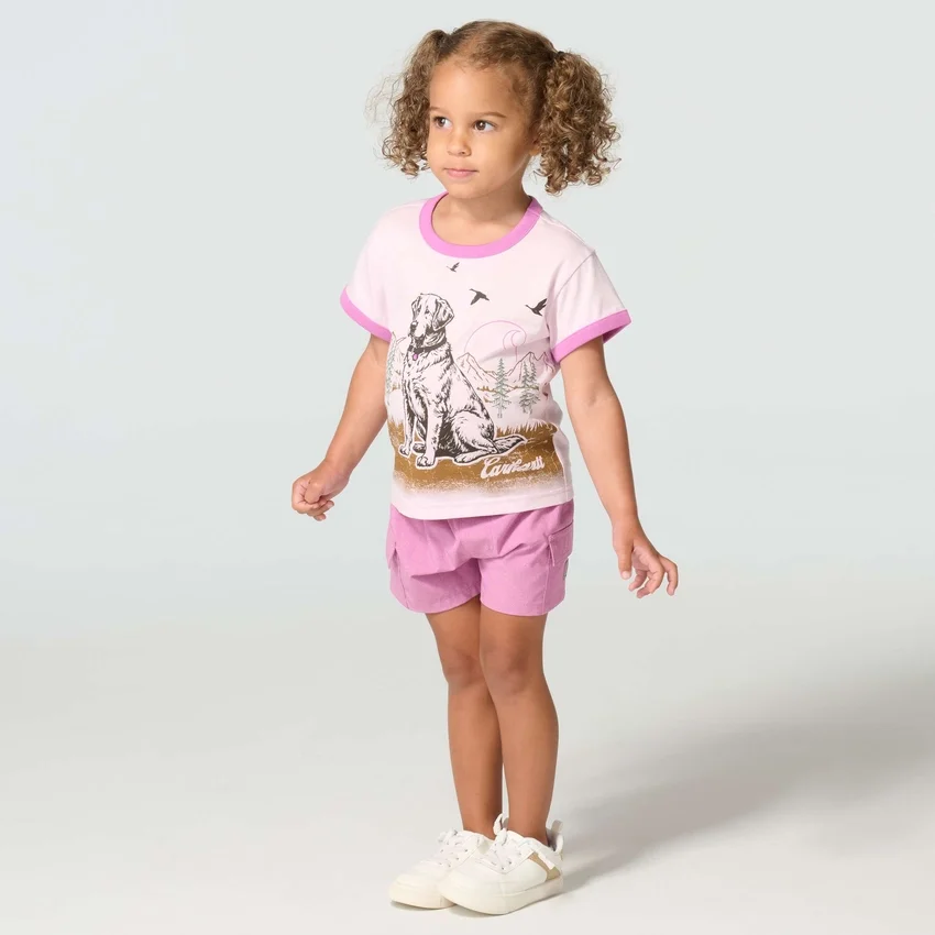 Camisas de manguitos con cuello redondo y estampado de perritos para niñas (niñas pequeñas/niños pequeños)