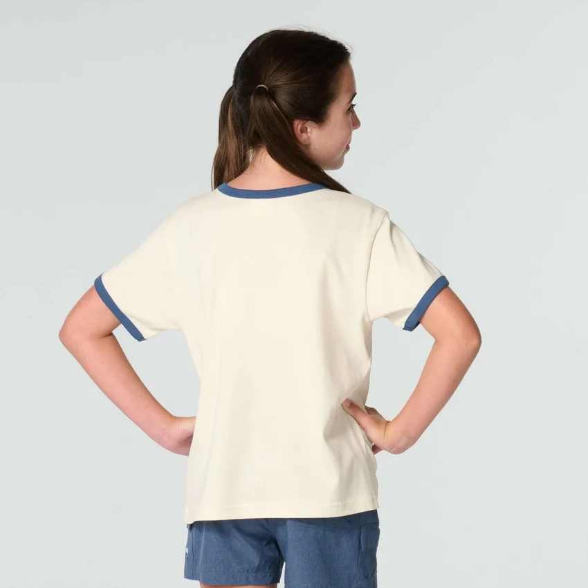 Camisas de manguitos con estampado floral «C» y cuello ribeteado para niña (niños pequeños/niños/jóvenes)