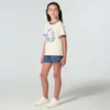 Camisas de manguitos con estampado floral «C» y cuello ribeteado para niña (niños pequeños/niños/jóvenes)