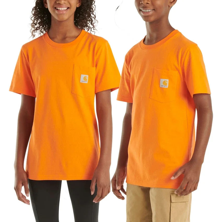 Camisas infantiles de manguitos cortos con bolsillo (niños pequeños/niños/jóvenes)