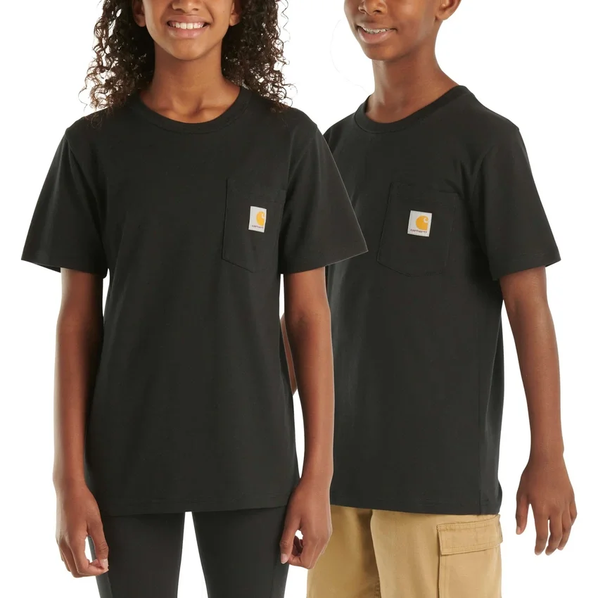 Camisas infantiles de manguitos cortos con bolsillo (niños pequeños/niños/jóvenes)