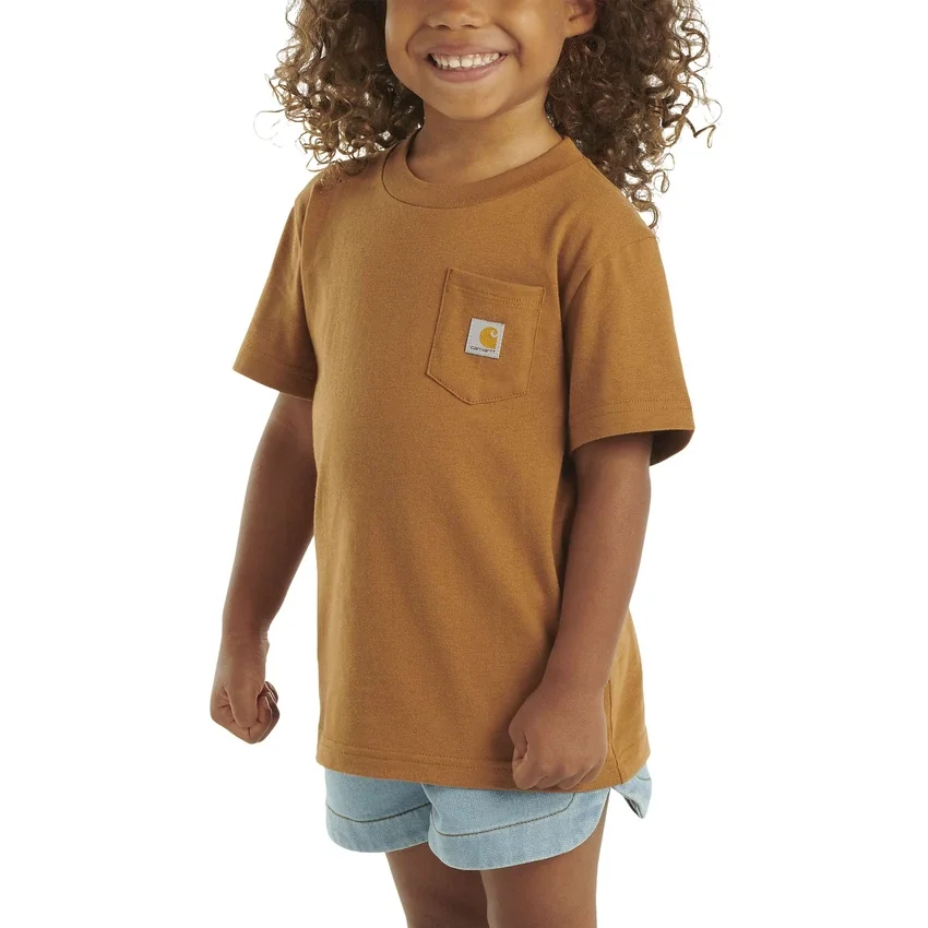 Camisas infantiles de manguitos cortos con bolsillo (niños pequeños/niños/jóvenes)